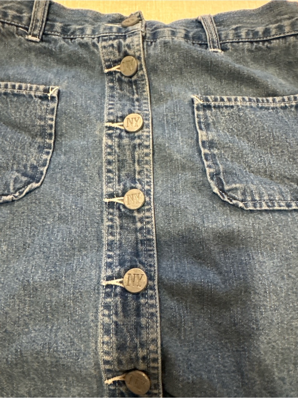 NY Jeans New York & Company Denim Button Front Mini Skirt Sz 4 Blue 100% Cotton - Picture 3 of 10